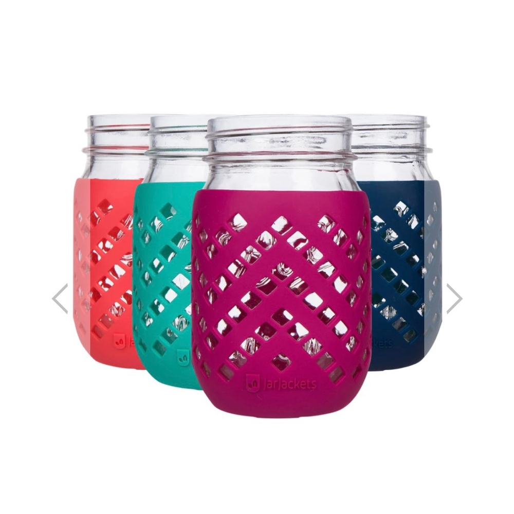 Silicone Mason Jar Sleeves - 16OZ for regular mouth jars. Set of 4. BNWT
